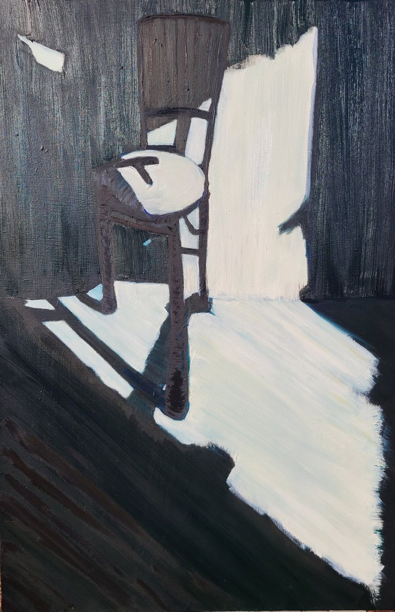 Geometric Abstract Oil Painting By Stacy Neasham, 24 X 36", Have A Seat 2, Original Artwork