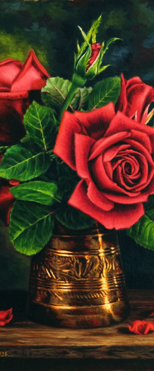 Red Rose Flowers by K Shaji