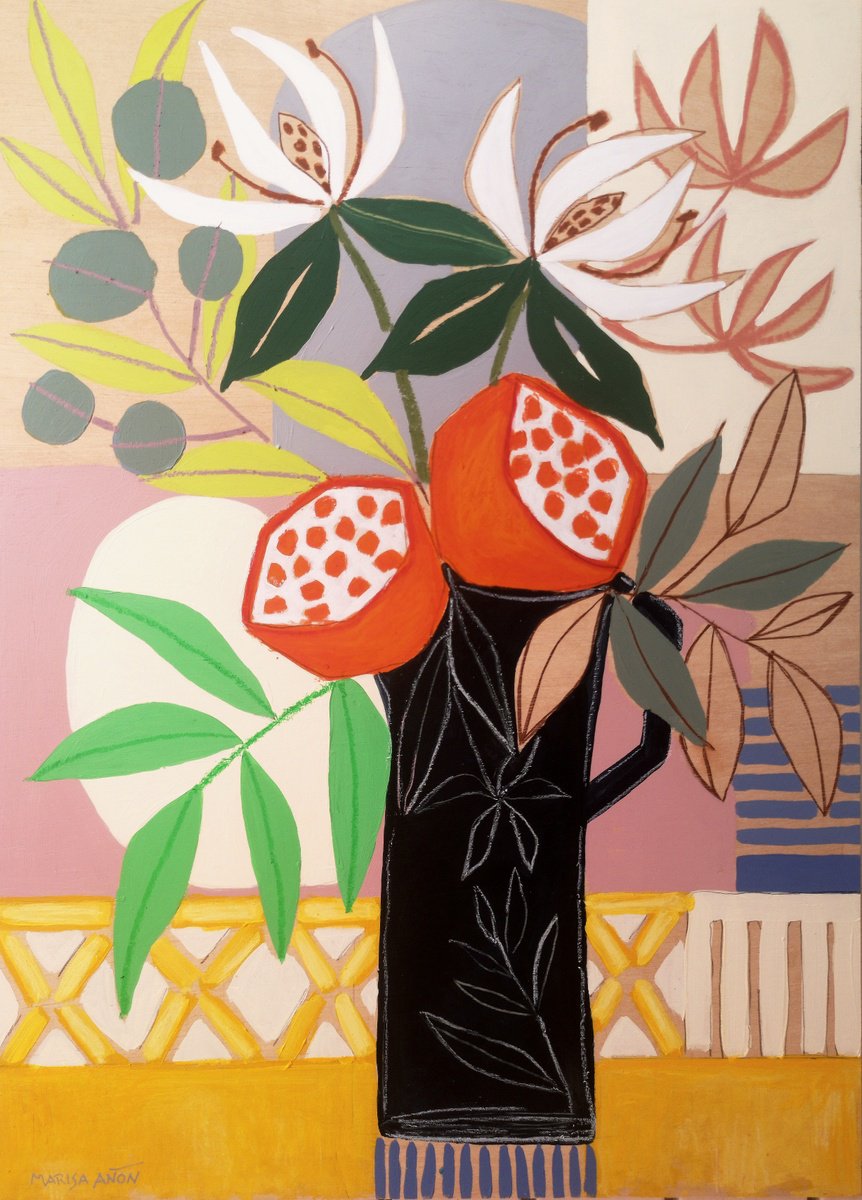 Impressionistic Still Life Painting By Marisa Anon, 20 X 28", The Colorful Room Xiv, Original Artwork