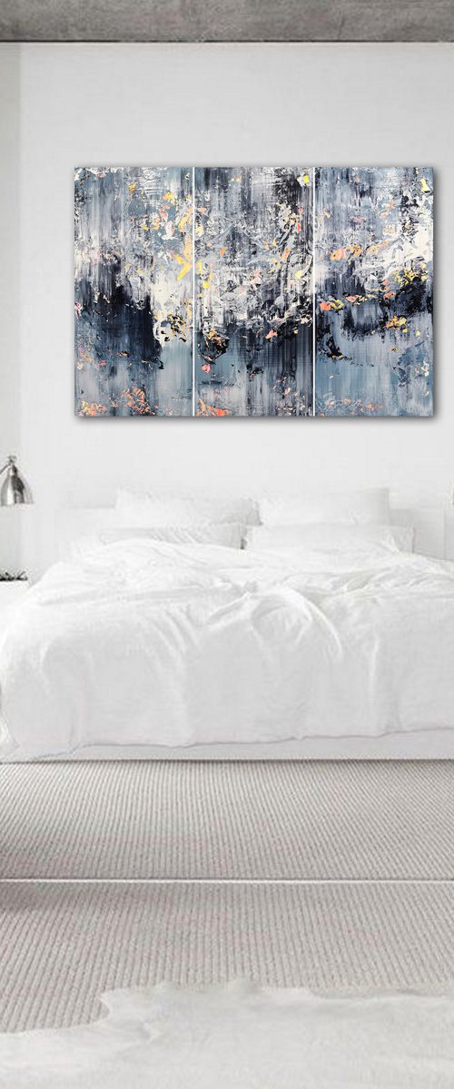150x100cm. / Abstract triptych / Abstract 2184 by Alex Senchenko