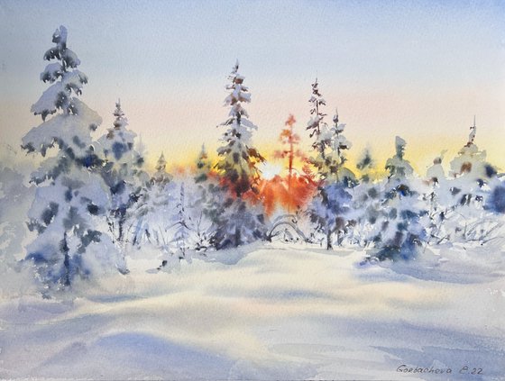 Winter Forest Sunset