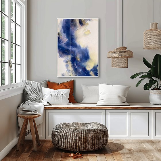 Blue and Gold Abstract Art
