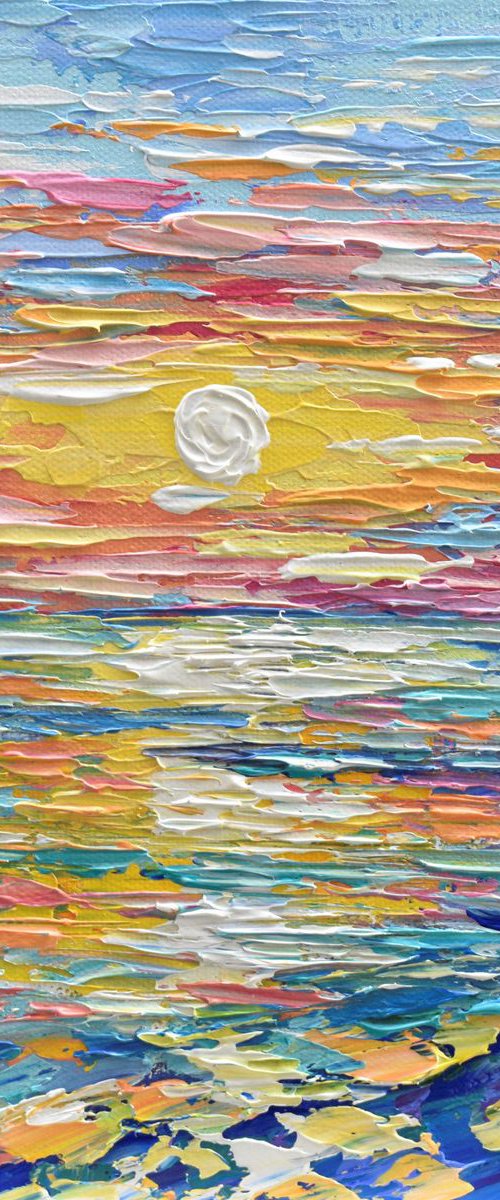 Sunset Full of Color - Original Acrylic  Palette Knife Painting by Olga Tkachyk
