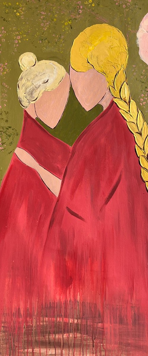 Mother Daughter Original Painting by Halyna Kirichenko