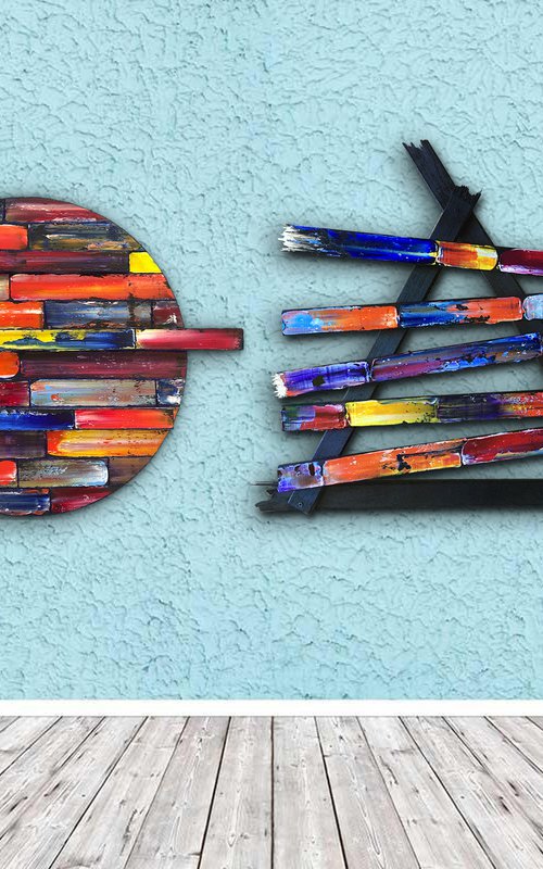 "The Odd Couple" - Original PMS Mixed Media Sculptural Paintings On Reclaimed Wood - 64 x 28 inches by Preston M. Smith (PMS)
