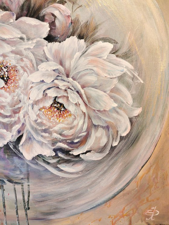 Embrace of peonies. Original.