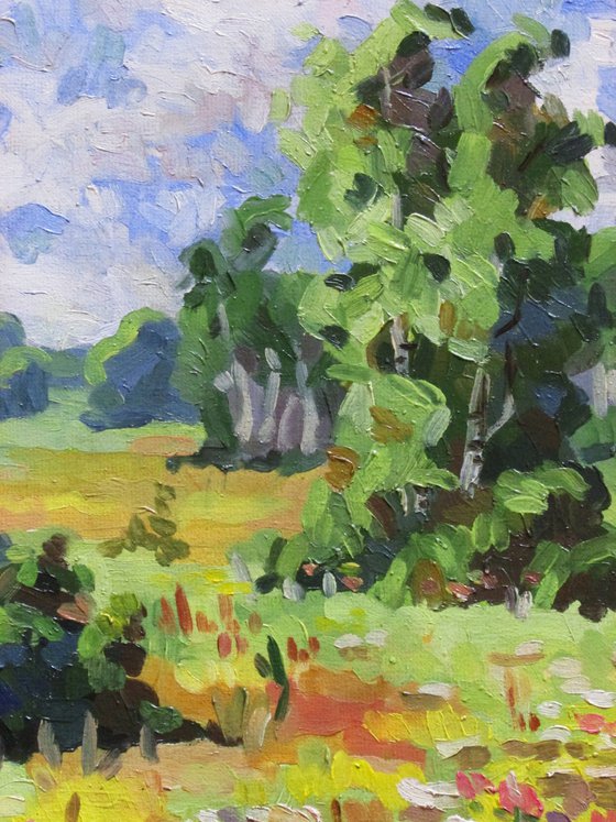 Summer day landscape painting