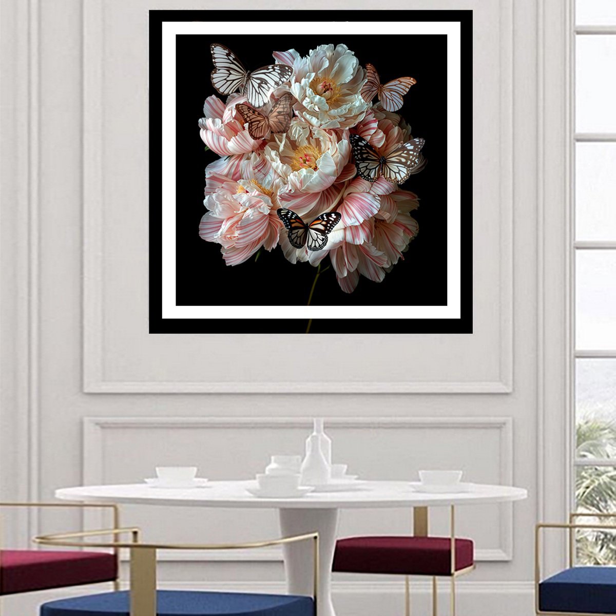 Photorealistic Botanical Photograph By Michael Filonow, 32 X 32", Butterfly Garden 8, Original Artwork