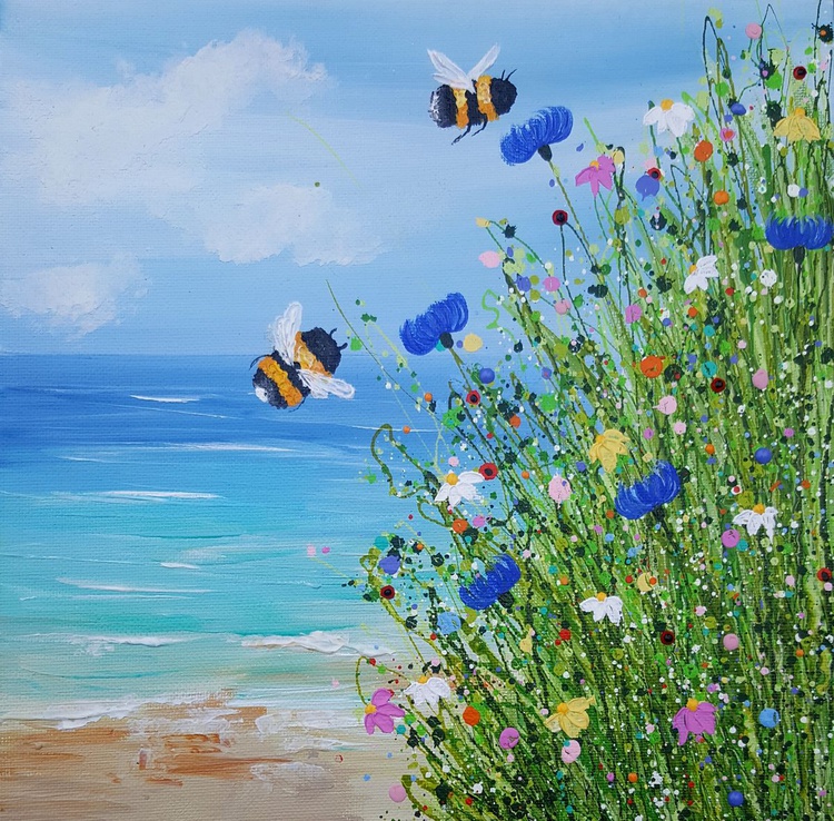 Bee Side The Sea Acrylic Painting By Lucy Moore Artfinder