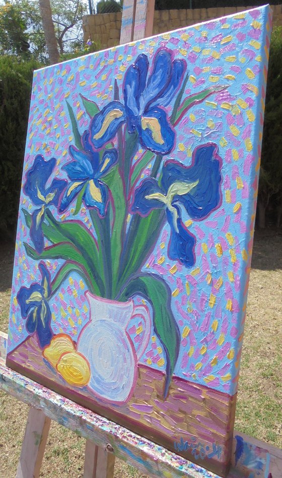 Flower Vase - Irises 5 SOLD