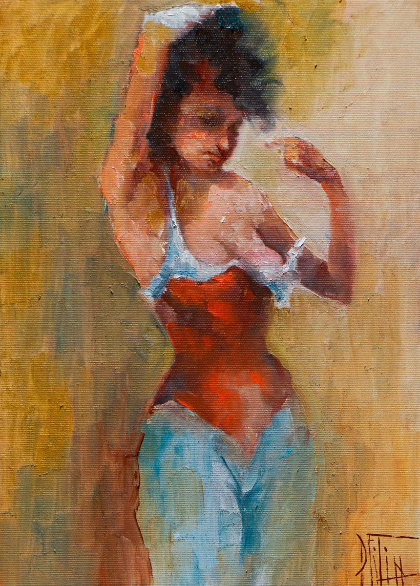 Impressionistic Portrait Oil Painting By Pavel Filin, 10 X 14", E2, Original Artwork