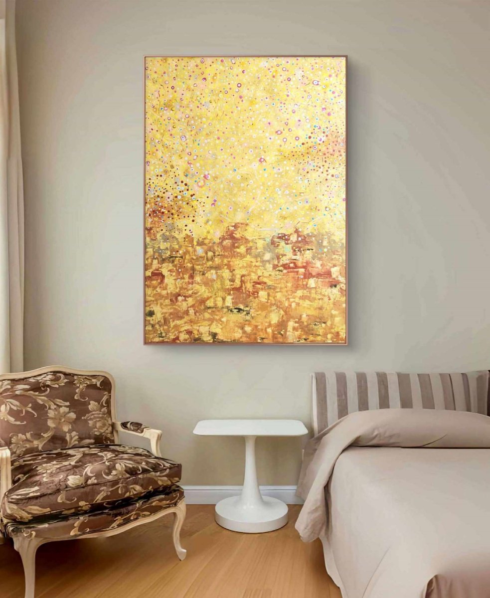 Organic Abstract Acrylic Painting By Marian Gorin, 26 X 36", Reverie Viii, Original Artwork