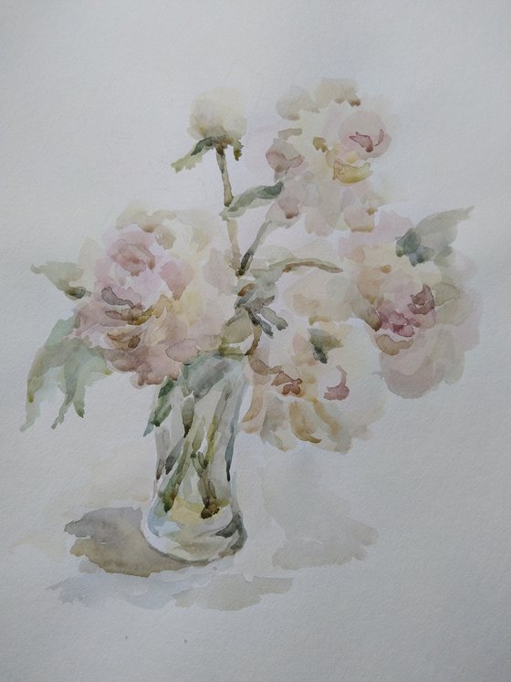 Peonies Original watercolour painting 2020