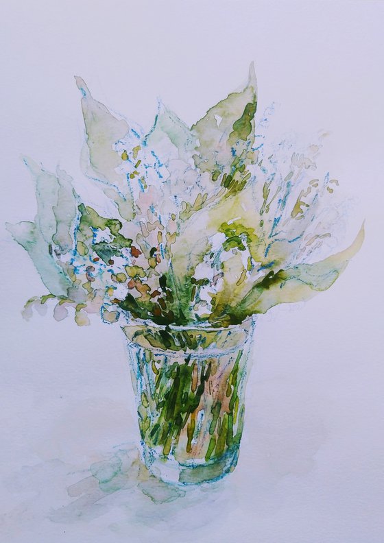 Lilies of the Valley #2. Original watercolour painting.