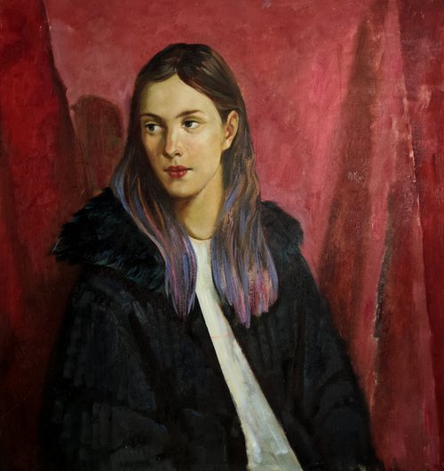 Portrait of a lady in fur coat by Maria Egorova