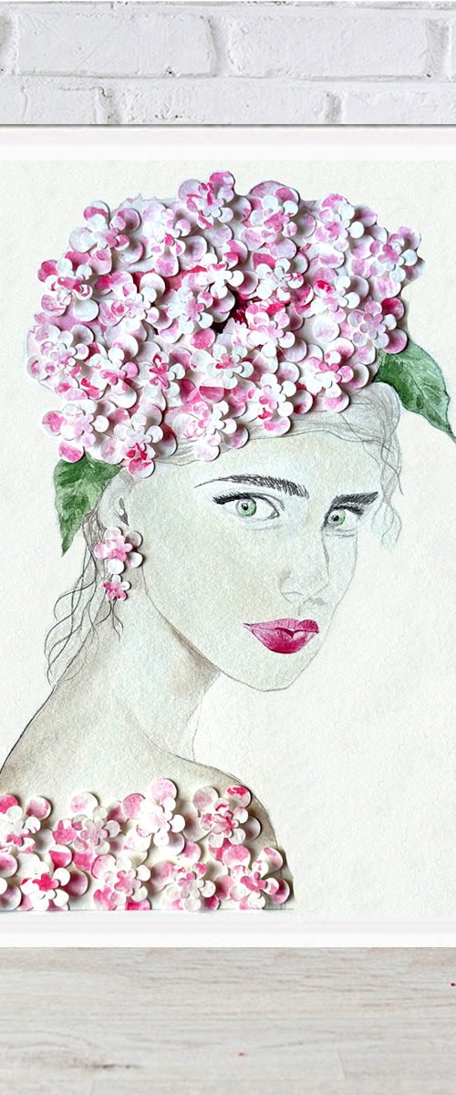 Girl with flowers by Luba Ostroushko