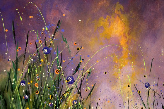 "Magnetic Spell" - Large original abstract floral painting