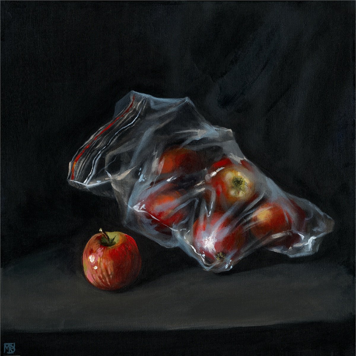 Apples On Black By Maria Kireev, 20 X 20, Artwork For Sale On Artfinder
