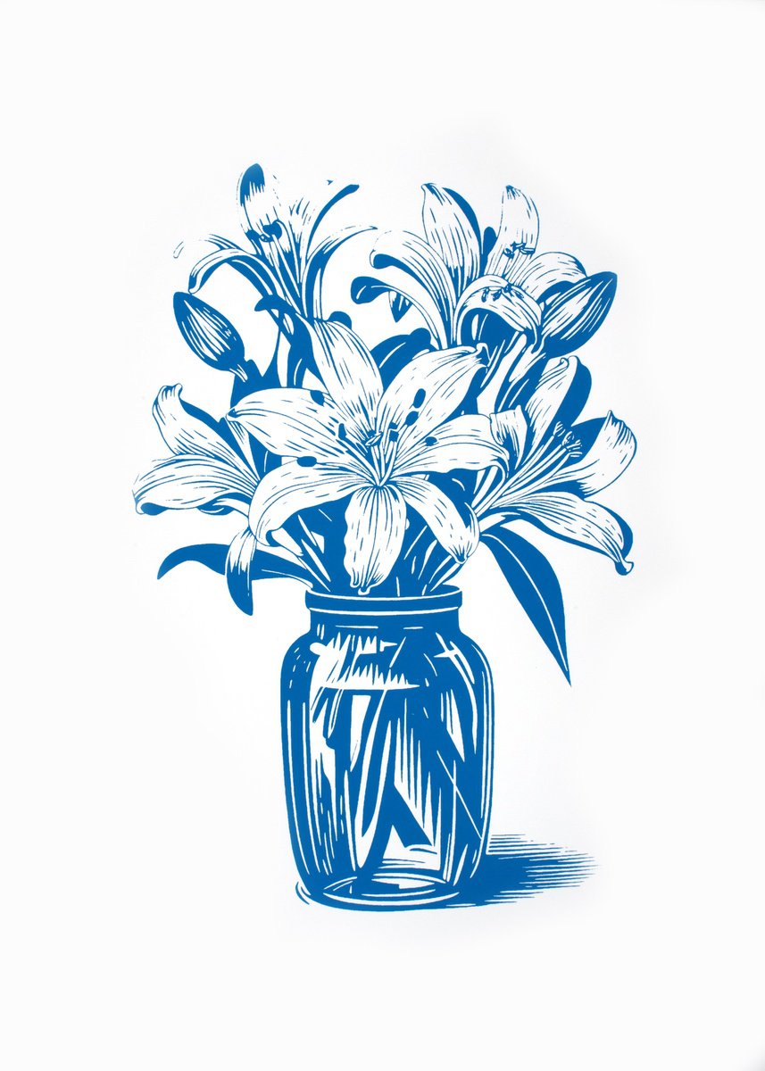 Illustrative Botanical Screenprint By Kosta Morr, 12 X 17", Lilies (King