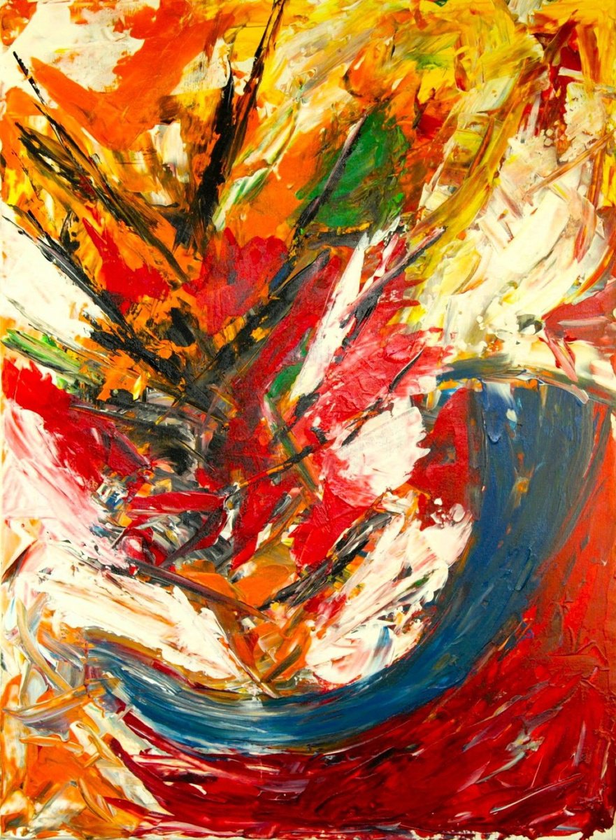 Abstract Acrylic Painting By Alessandro Butera, 31 X 41, Sea Storm, Original Artwork