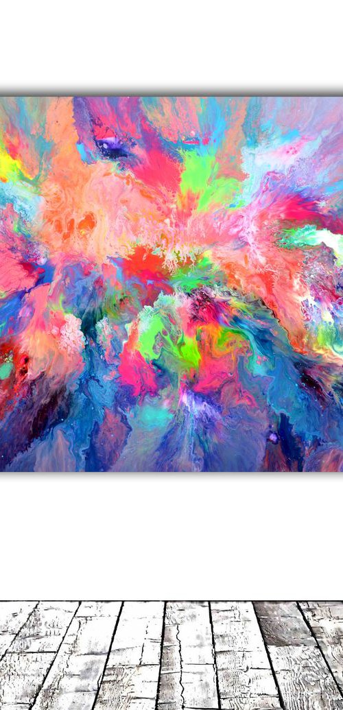 140x80x4 cm Large Ready to Hang Abstract Painting - XXXL Huge Colourful Modern Abstract Big Painting, Large Colorful Painting - Ready to Hang, Hotel and Restaurant Wall Decoration, TITLE: Watching through her Eyes by Soos Tiberiu