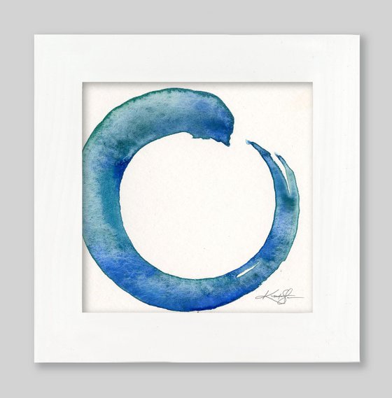 4x4 Framed Art - Enso 1 - Zen Circle Painting by Kathy Morton Stanion