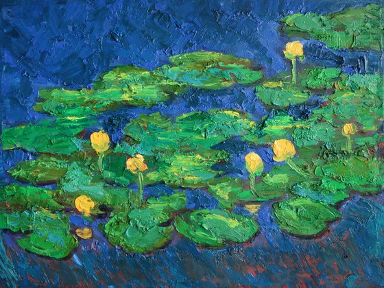 WATER LILIES, I / ORIGINAL OIL PAINTING