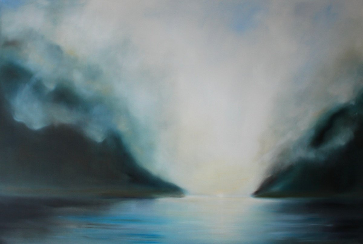 Impressionistic Landscape Oil Painting By Jonathan Speed, 60 X 40, Maligne Lake, Alberta, Original Artwork