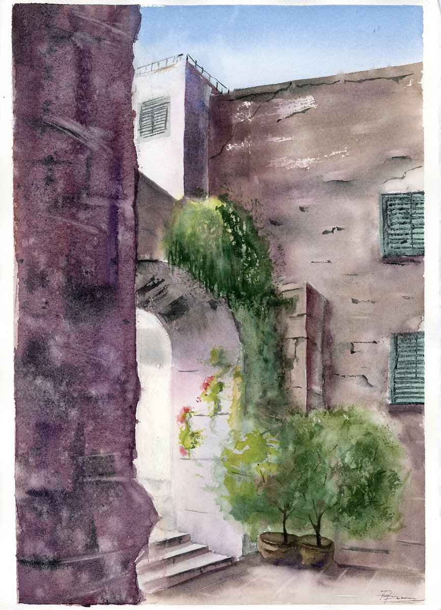 Impressionistic Watercolour , Memory Of Croatia (Split City) By Olga Tchefranov (Shefranov), 11 X 15, Artwork For Sale On Artfinder