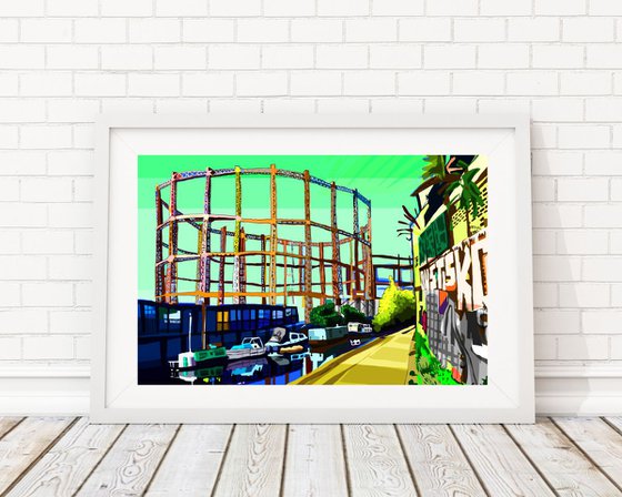 A3 Bethnal Green Gas Holders, East London Illustration Print