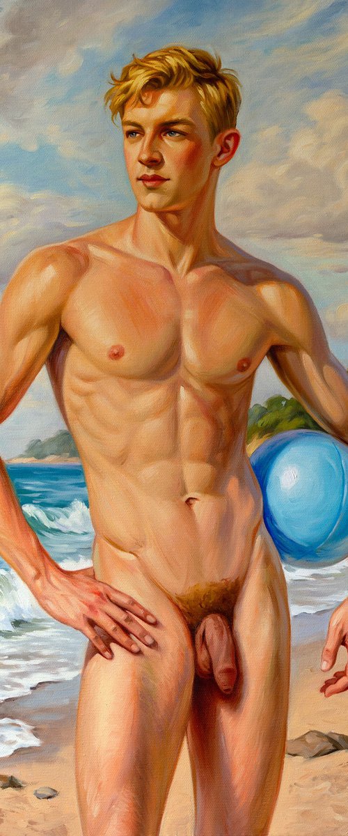 SUMMER REVERIE (NUDE MAN ON THE BEACH) by Yaroslav Sobol