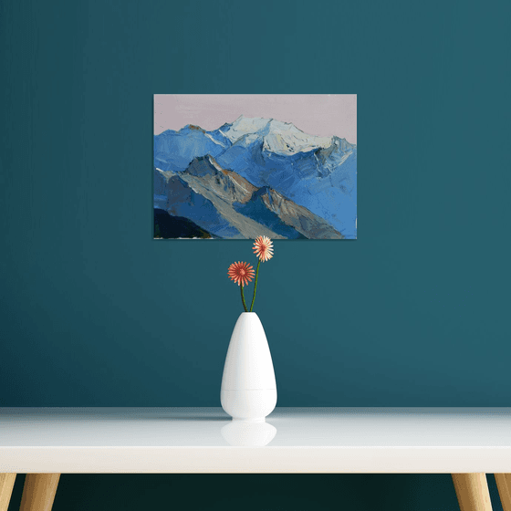 Winter mountains painting