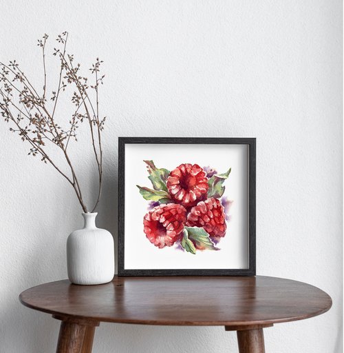 "Raspberries" from the series of watercolor illustrations "Berries" by Ksenia Selianko