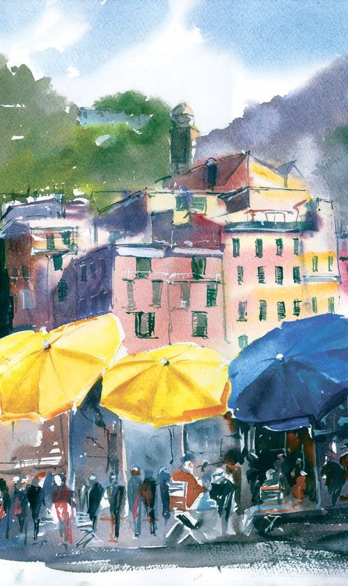 Umbrellas in Vernazza by Sasha Romm