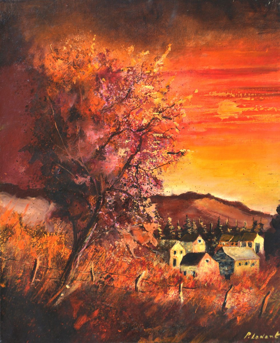 Autumnal Sunset By Pol Henry Ledent, 20 X 24, Artwork For Sale On Artfinder