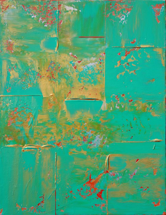 Bright Aqua Green Gold Abstract