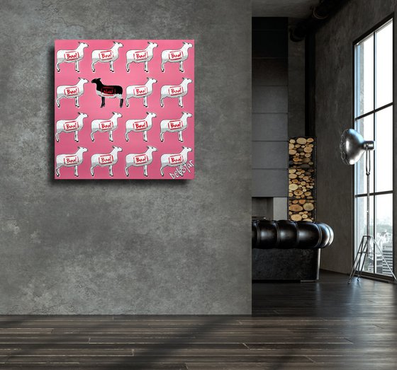 The Black Sheep - Pink 61cm x 61cm