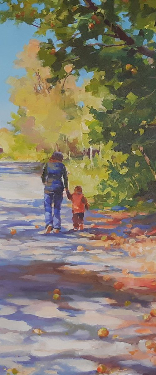 Autumn walk 2 (Childhood series) (18x24x1.5'') by Alexander Koltakov