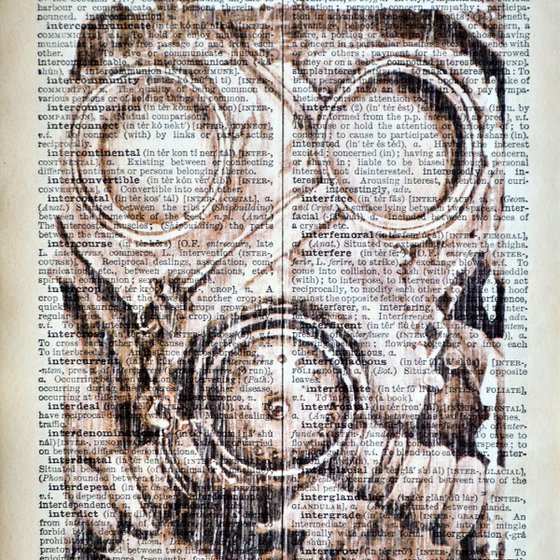 Gas Mask - Collage Art on Real English Dictionary Vintage Book Page