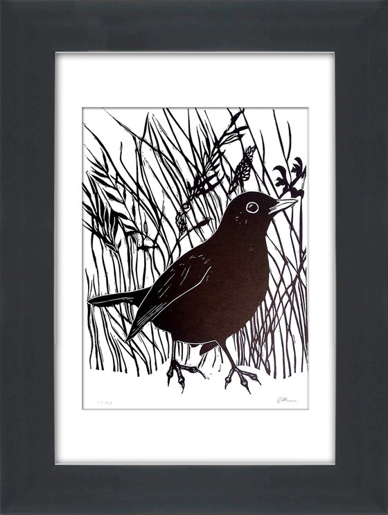 Blackbird linoprint