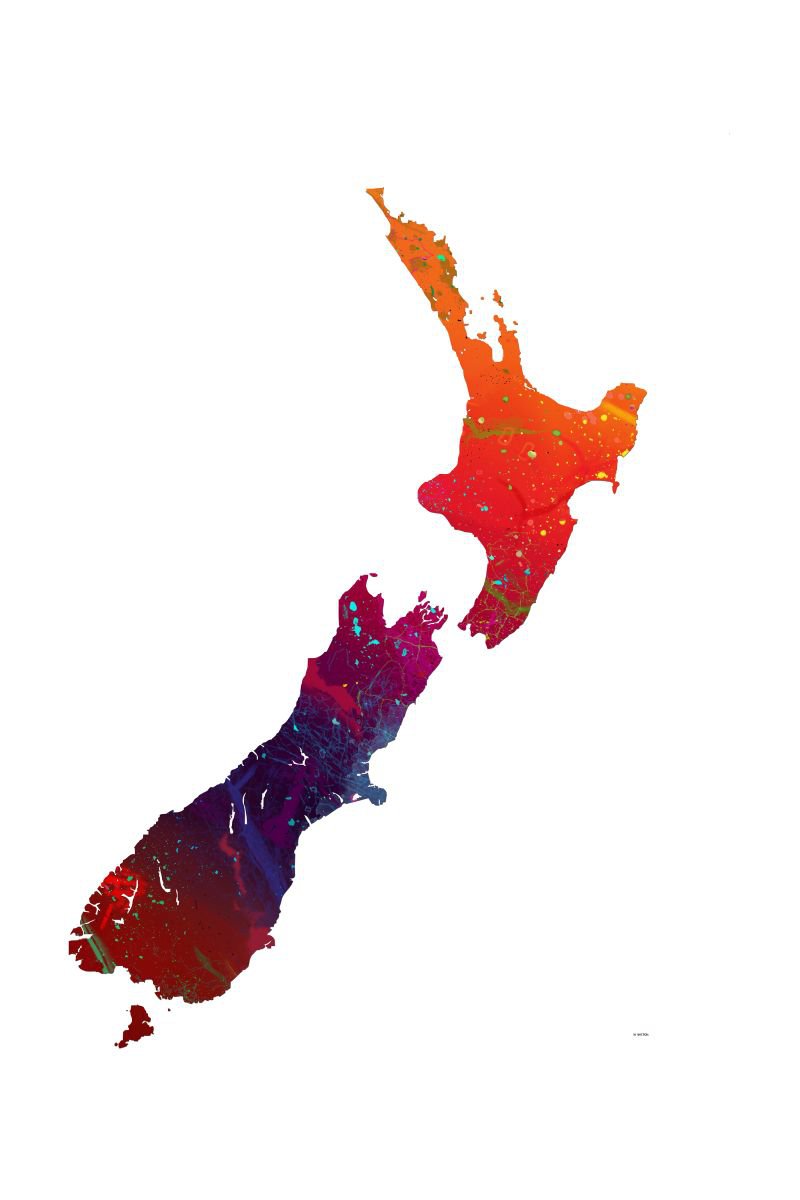 Map of New Zealand by Marlene Watson