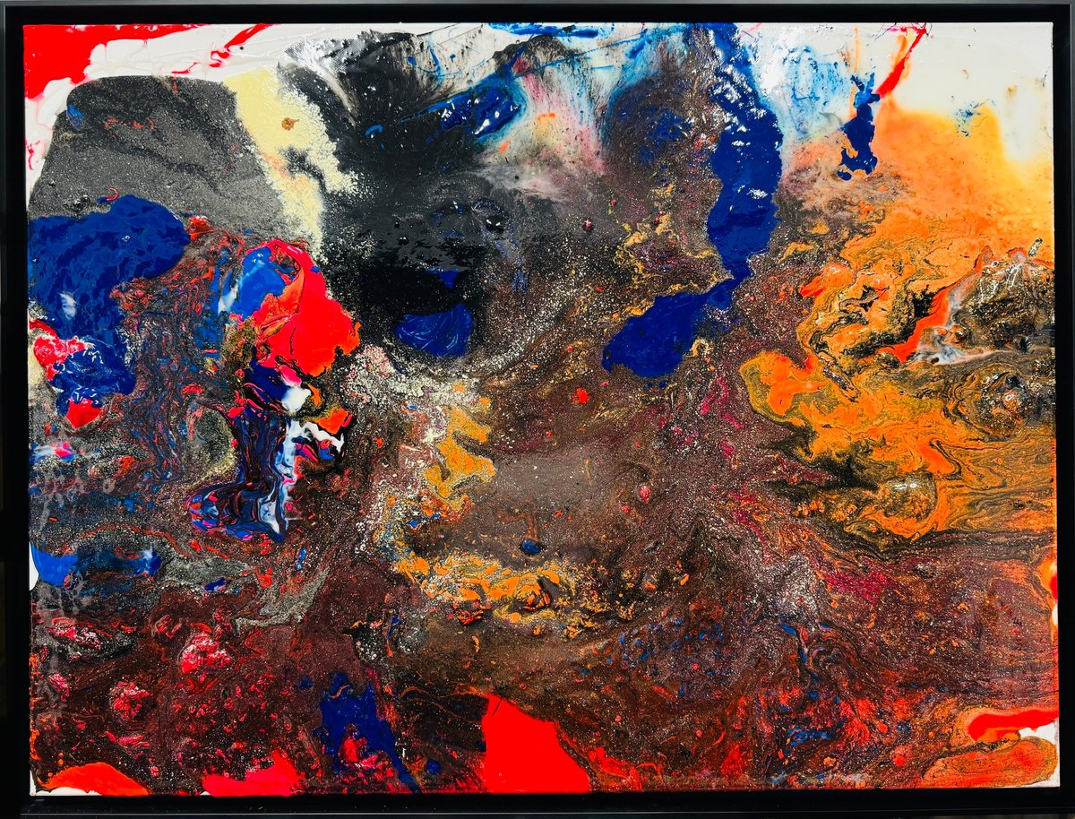 Abstract Painting By Antoni Dragan, 33 X 25, Cosmic Genesis, Original Artwork