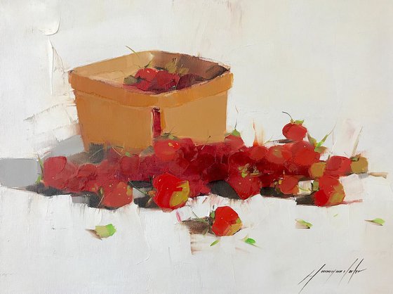 Strawberries, Original oil painting  Handmade artwork One of a kind