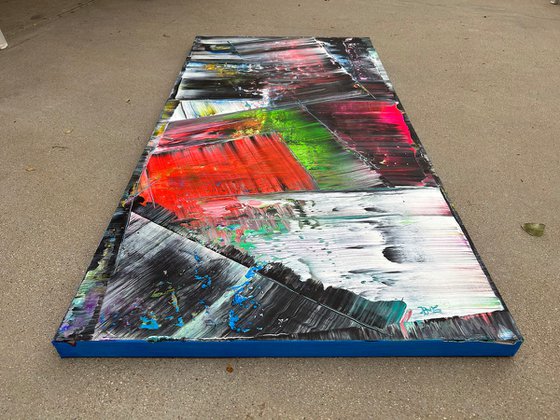 "Know When To Fold 'Em" - Original Large PMS Abstract Acrylic Painting On Canvas - 24" x 48"