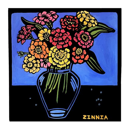 Zinnias by Laurel Macdonald