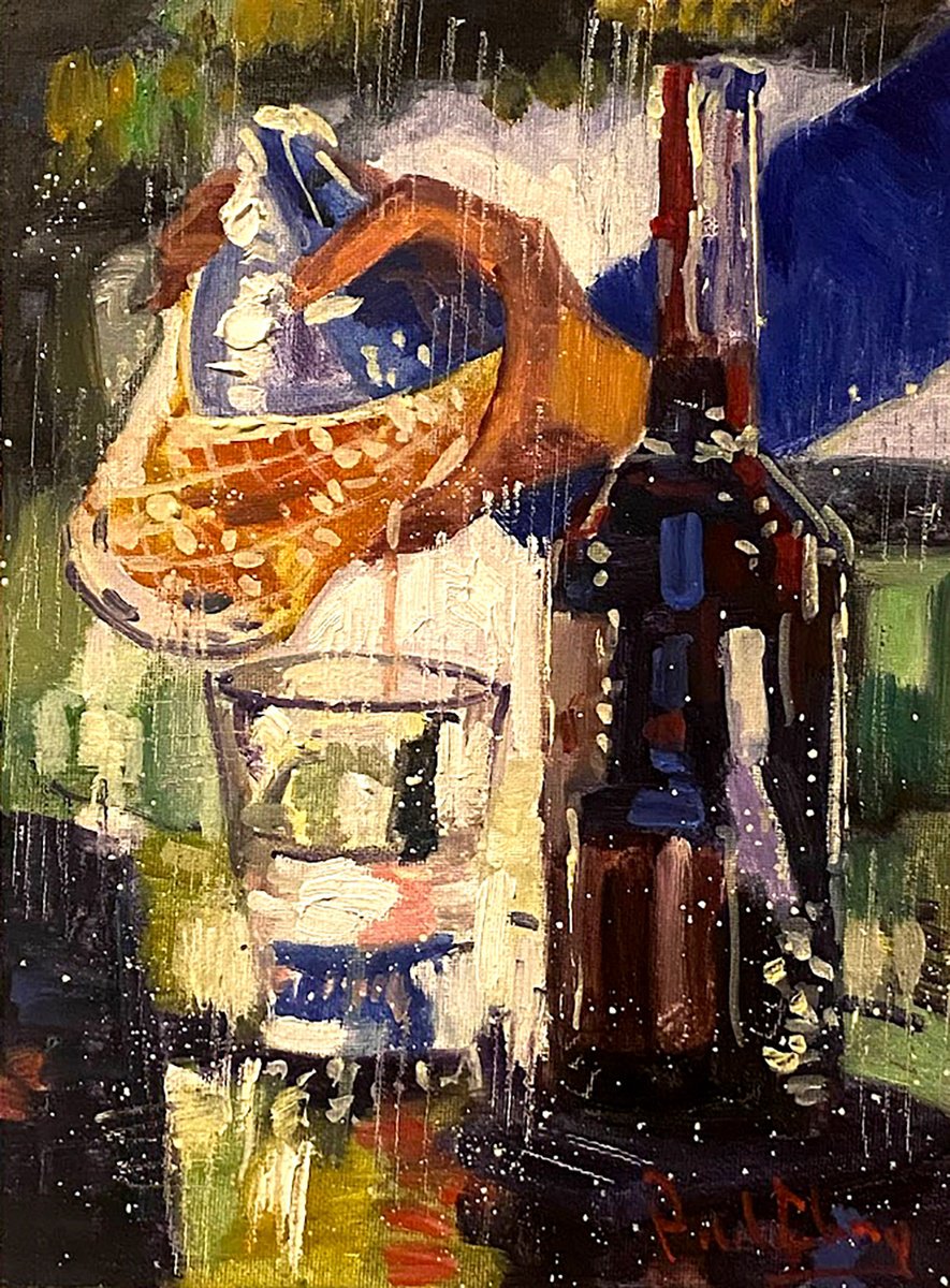 Impressionistic Cityscapes Oil Painting By Paul Cheng, 9 X 12", Cocktails #23, Original Artwork