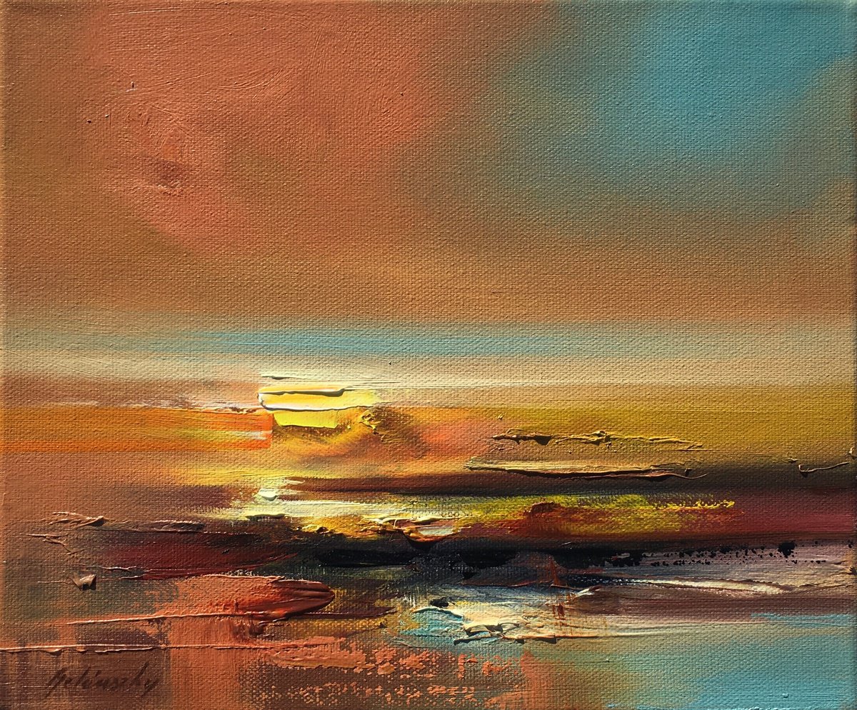 Impressionistic Landscape Oil Painting By Beata Belanszky Demko, 12 X 10, Morning Sunshine, Original Artwork