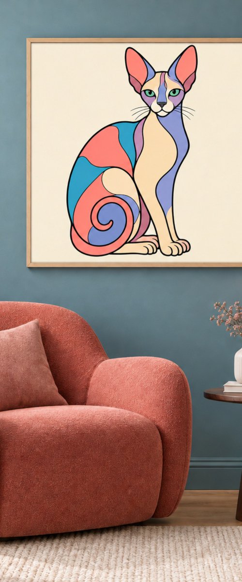 Colorful Sphynx Cat #12 by Marina Krylova