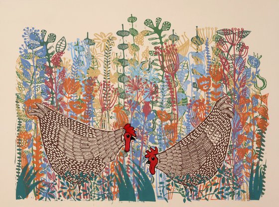 Hens in the yard