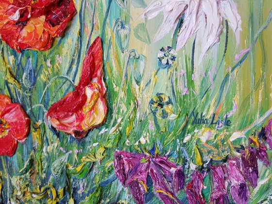 Original artwork. Poppies. Floral painting.  We are Equal